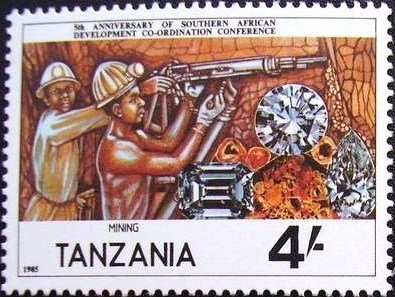 Stamp, Mining, Tanzania,  , Miners, Gemstones, Industry, Jewellery, Mining, Minerals