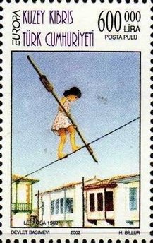 Stamp, Child on High Wire, Northern Cyprus,  , C.E.P.T., Europe, Circus