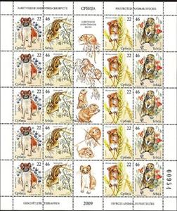 Mini Sheet, Protected Animals - MiNo. 278-81 + Decoration Fields, Serbia,  , Mammals, Animals (Fauna)
