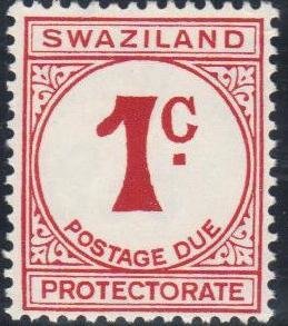 Stamp, Large Centre Numeral, Swaziland,  