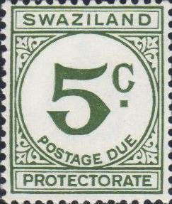 Stamp, Large Centre Numeral, Swaziland,  