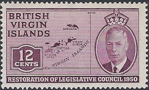 Stamp, Map of the Islands, British Virgin Islands,  