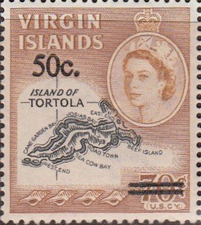 Stamp, Surcharged with new Value, British Virgin Islands,  