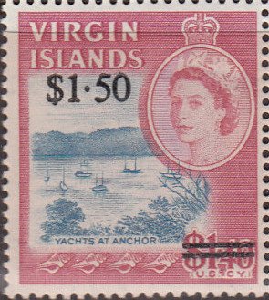 Stamp, Surcharged with new Value, British Virgin Islands,  