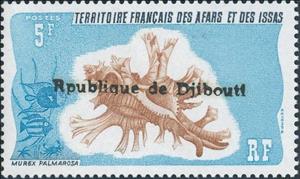 Stamp, Rose Branch Murex (Murex palmarosae), Djibouti,  