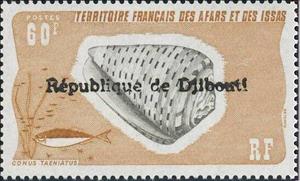 Stamp, Ringed Cone (Conus taeniatus) , Djibouti,  