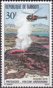 Stamp, Volcano, Djibouti,  , Helicopters, Volcanos, Aviation