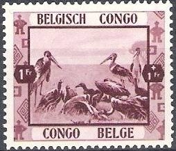 Stamp, Marabou (Leptoptilos crumeniferus), Vulture, Belgian Congo,  , Birds, Animals (Fauna)