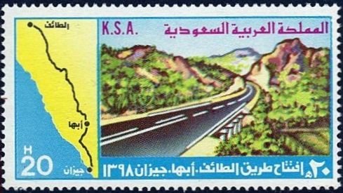 Highway with map of Saudi Arabia