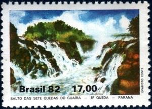 Stamp, 5th Waterfall Guaíra, Brazil,  , Waterfalls