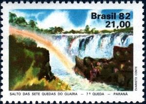 Stamp, 7th Waterfall Guaíra, Brazil,  , Waterfalls