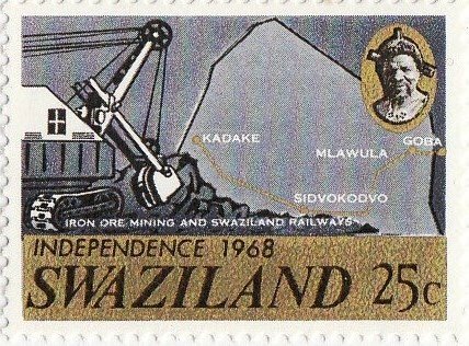 Iron ore mining and map showing Swaziland Railways