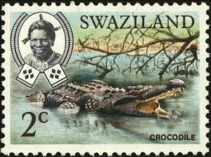 Stamp, Nile Crocodile (Crocodylus niloticus), Swaziland,  , Animals (Fauna)