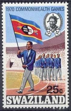 Parade of Swaziland team with flag bearer