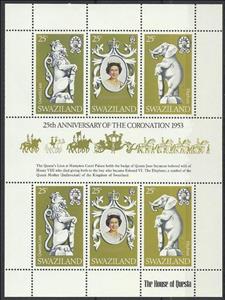 Mini Sheet, 25th Anniversary of the Coronation of Queen Elizabeth II, Swaziland,  