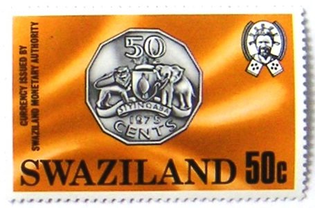 Stamp, Elephant On Coins, Swaziland,  , Coins