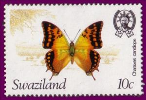 Stamp, Green-veined Emperor (Charaxes candiope), Swaziland,  , Butterflies