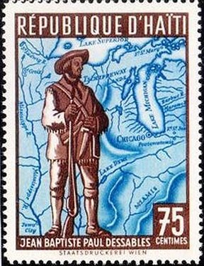 Stamp, Jean Baptiste Point du Sable, founder of Chicago, Haiti,  