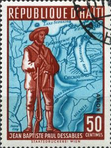 Stamp, Jean Baptiste Point du Sable, founder of Chicago, Haiti,  