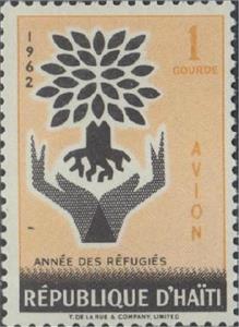 Stamp, Uprooted Oak emblem and hands, Haiti,  