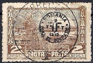 Stamp, Peasant woman - bright paper, Hungary (occupation, local issues),  