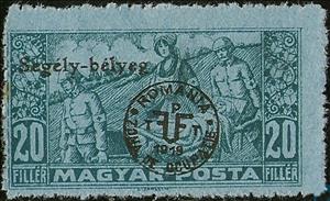 Stamp, Overprint: 'Segély bélyeg' - coloured paper, Hungary (occupation, local issues),  