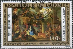 Stamp, Adoration of the Shepherds, Dahomey,  , Paintings, Painters