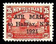 overprint "AIR MAIL to Halifax N.S 1921"