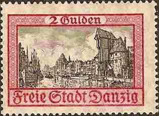 Stamp, Żuraw - Medieval port crane, Free City of Danzig,  , Cranes (Machines)