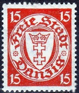 Stamp, The coat of arms of Danzig in an oval frame, Free City of Danzig,  , Coats of Arms