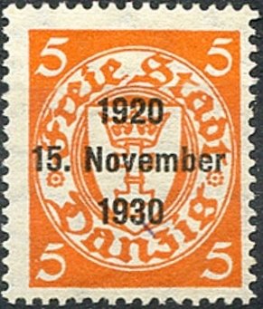 Stamp, The coat of arms of Danzig in an oval frame, Free City of Danzig,  