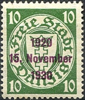 Stamp, The coat of arms of Danzig in an oval frame, Free City of Danzig,  