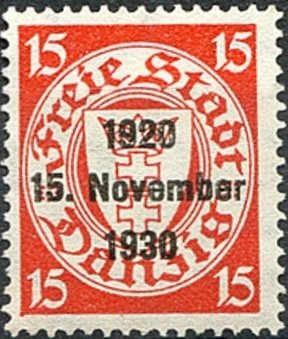 Stamp, The coat of arms of Danzig in an oval frame, Free City of Danzig,  