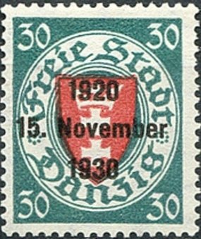Stamp, The coat of arms of Danzig in an oval frame, Free City of Danzig,  