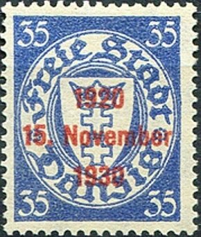 Stamp, The coat of arms of Danzig in an oval frame, Free City of Danzig,  