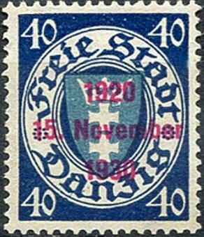 Stamp, The coat of arms of Danzig in an oval frame, Free City of Danzig,  