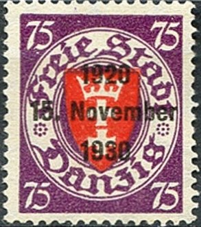 Stamp, The coat of arms of Danzig in an oval frame, Free City of Danzig,  