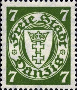 Stamp, The coat of arms of Danzig in an oval frame, Free City of Danzig,  