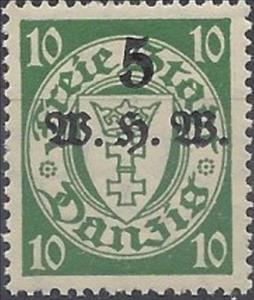 Stamp, The coat of arms of Danzig in an oval frame, Free City of Danzig,  