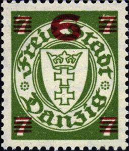 Stamp, The coat of arms of Danzig in an oval frame, Free City of Danzig,  