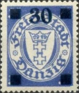 Stamp, The coat of arms of Danzig in an oval frame, Free City of Danzig,  