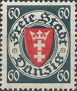 Stamp, The coat of arms of Danzig in an oval frame, Free City of Danzig,  
