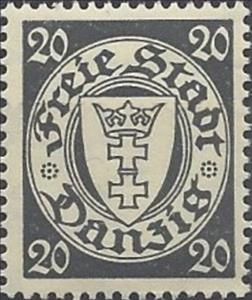 Stamp, The coat of arms of Danzig in an oval frame, Free City of Danzig,  