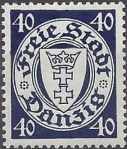 Stamp, The coat of arms of Danzig in an oval frame, Free City of Danzig,  , Coats of Arms