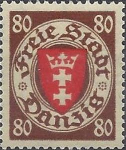 Stamp, The coat of arms of Danzig in an oval frame, Free City of Danzig,  