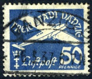 Stamp, Junkers W-33 airplane, Free City of Danzig,  , Aircrafts