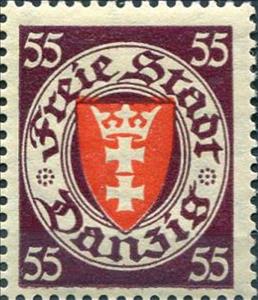 Stamp, The coat of arms of Danzig in an oval frame, Free City of Danzig,  
