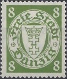 Stamp, The coat of arms of Danzig in an oval frame, Free City of Danzig,  