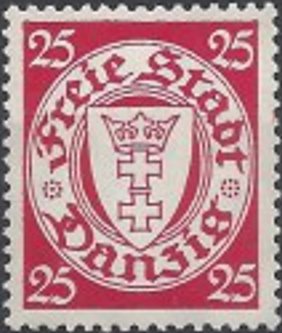 Stamp, The coat of arms of Danzig in an oval frame, Free City of Danzig,  