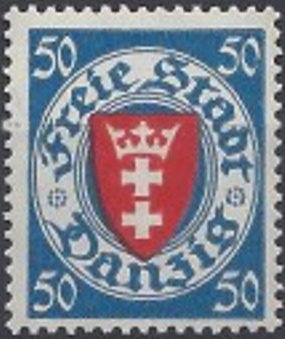 Stamp, The coat of arms of Danzig in an oval frame, Free City of Danzig,  